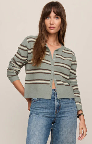 Z Supply Medina Stripe Cardigan in Aqua Cloud