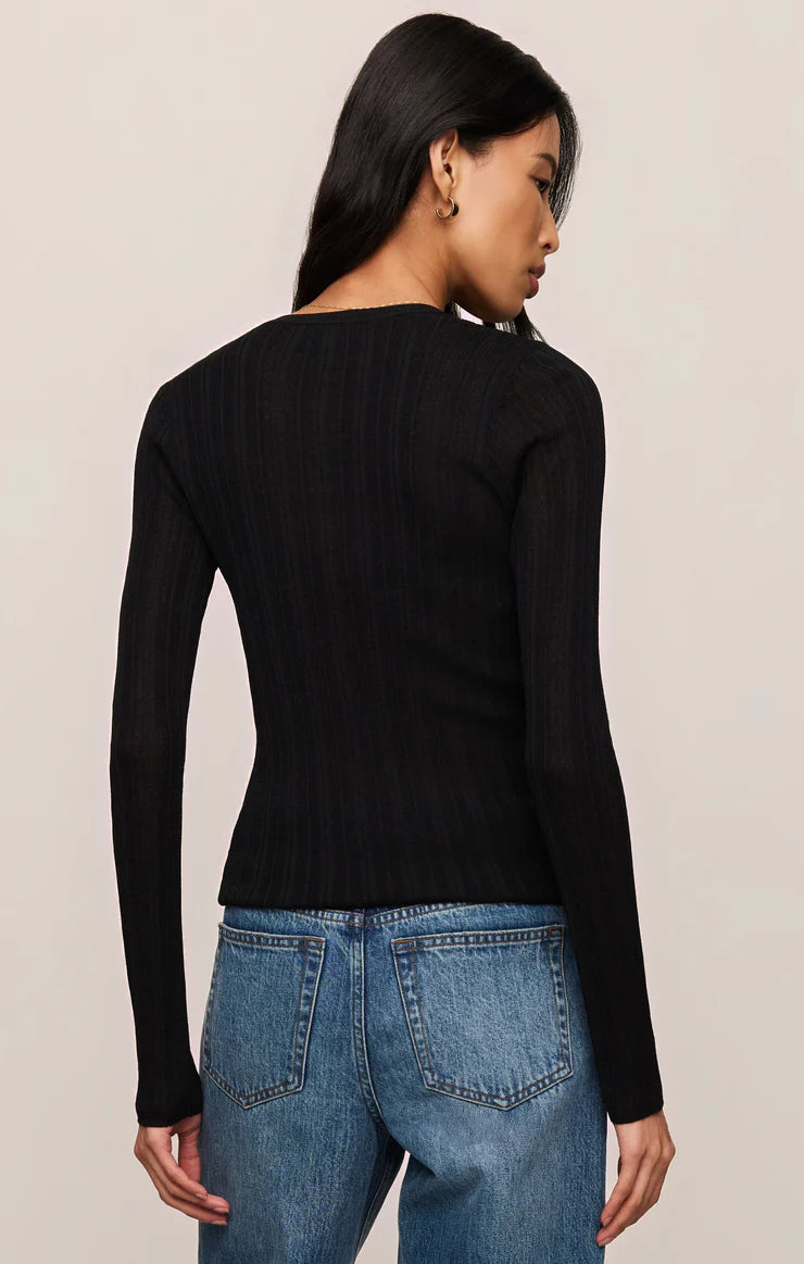 Z Supply Rowena Fine Knit Sweater in Black