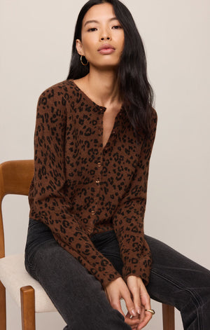 Z Supply Medina Leopard Cardigan in Burnt Umber