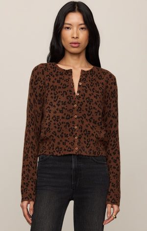 Z Supply Medina Leopard Cardigan in Burnt Umber