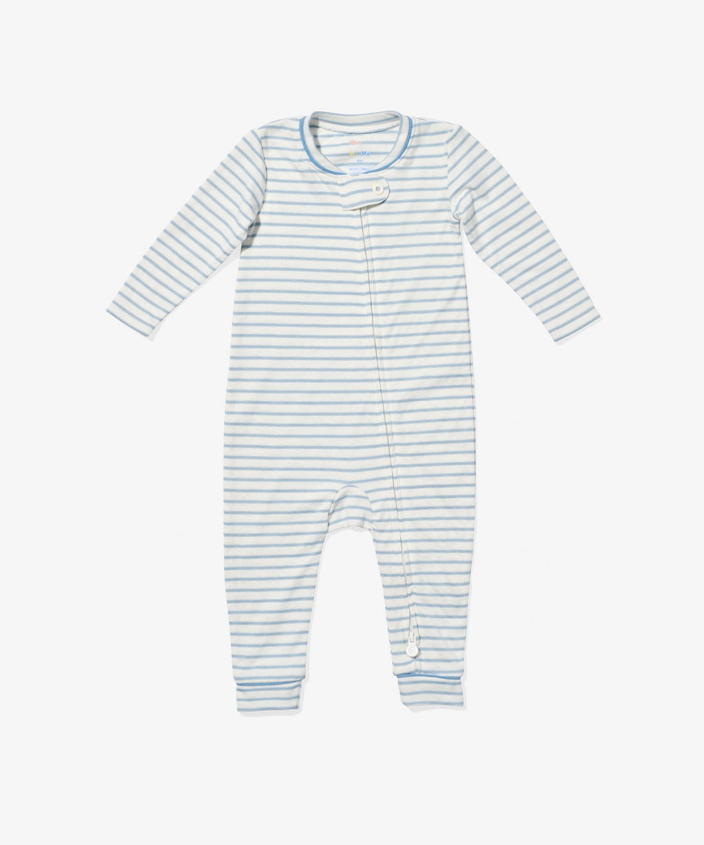 Oso & Me Ziggy Zip Romper in Mini Blue Stripe