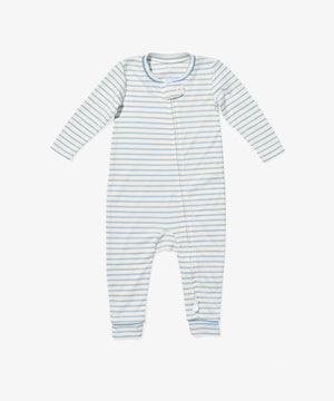 Oso & Me Ziggy Zip Romper in Mini Blue Stripe