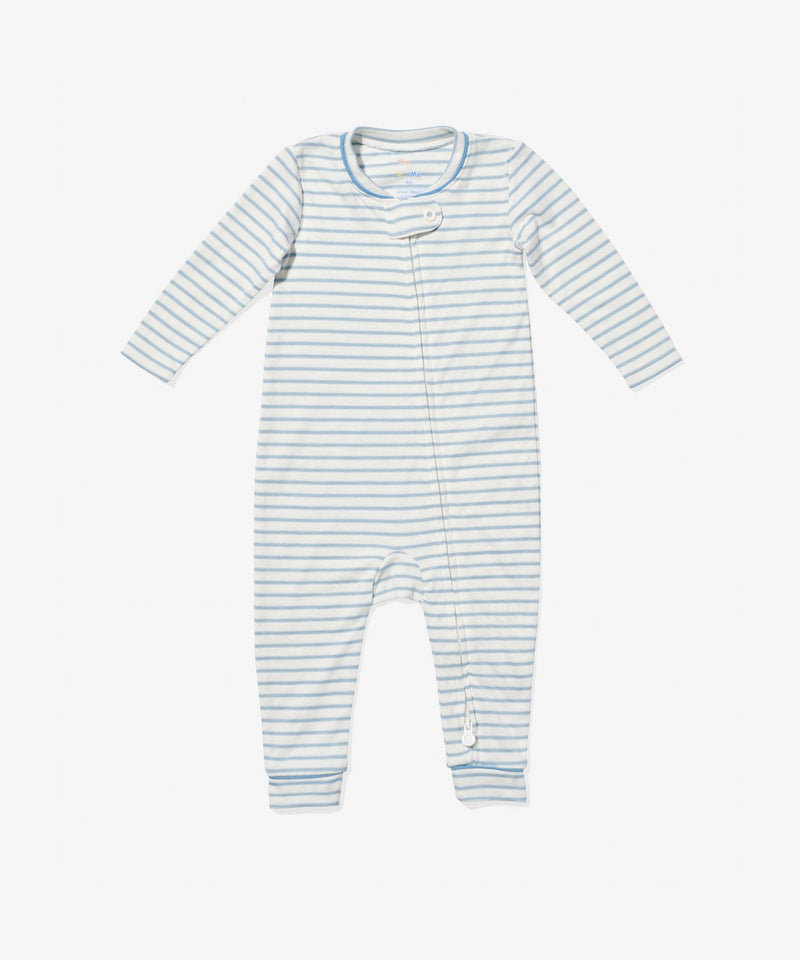 Oso & Me Ziggy Zip Romper in Mini Blue Stripe