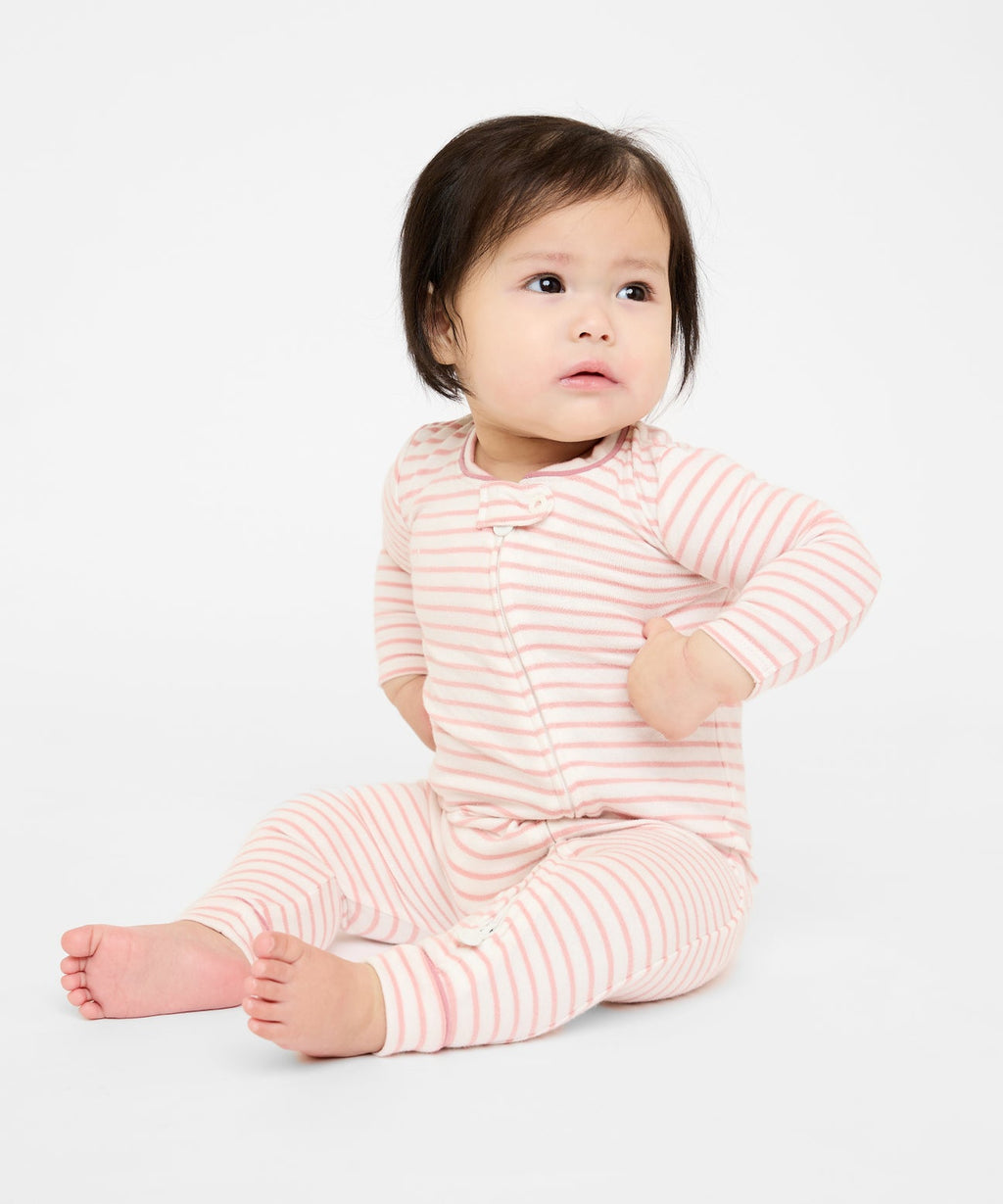 Oso & Me Ziggy Zip Romper in Mini Rose Stripe