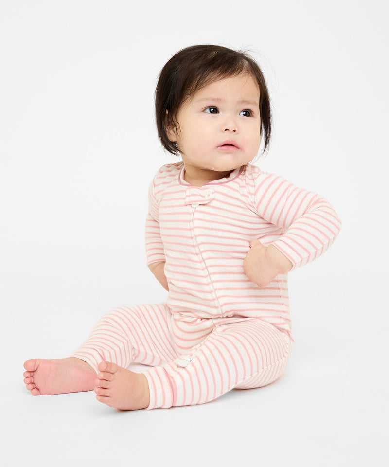 Oso & Me Ziggy Zip Romper in Mini Rose Stripe