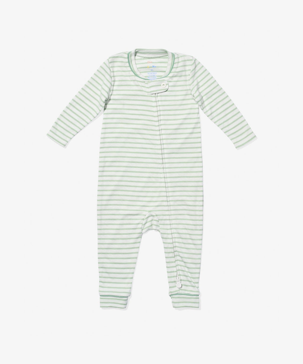 Oso & Me Ziggy Zip Romper in Mini Seafoam Stripe