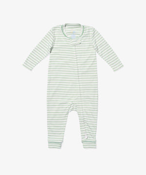 Oso & Me Ziggy Zip Romper in Mini Seafoam Stripe