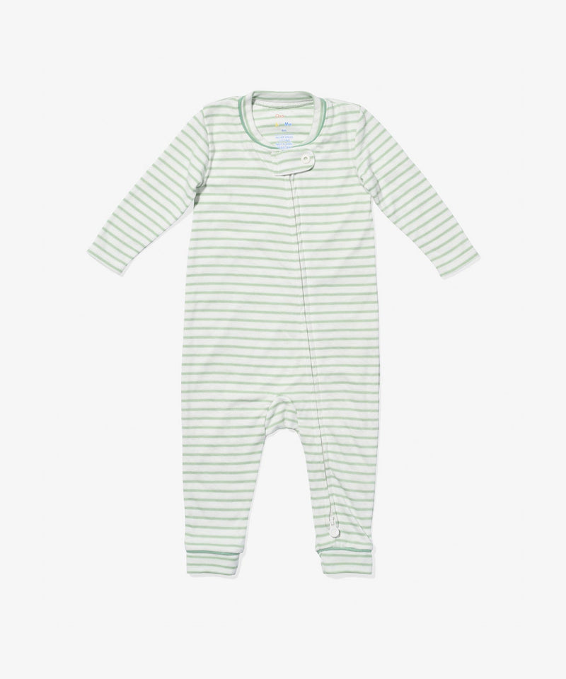 Oso & Me Ziggy Zip Romper in Mini Seafoam Stripe