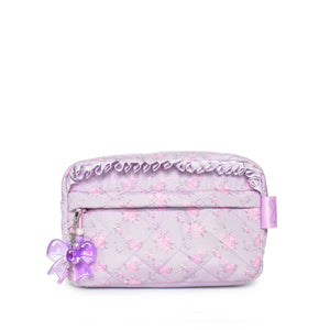 OMG Accessories Quilted Floral Printed Pouch with Charm