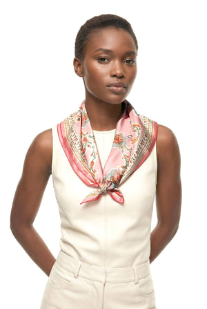 Jessie Zhao New York Double Sided Silk Scarf in Blush Charm