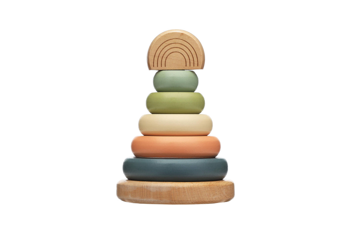 Pearhead Wooden Stacking Rainbow Tower Baby Toy