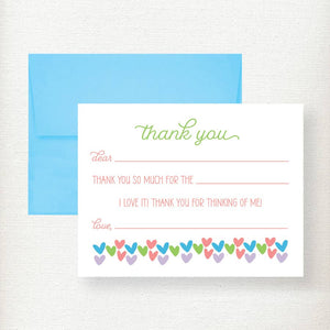 Kramer Drive Kids Hearts Fill in Thank You Note Card