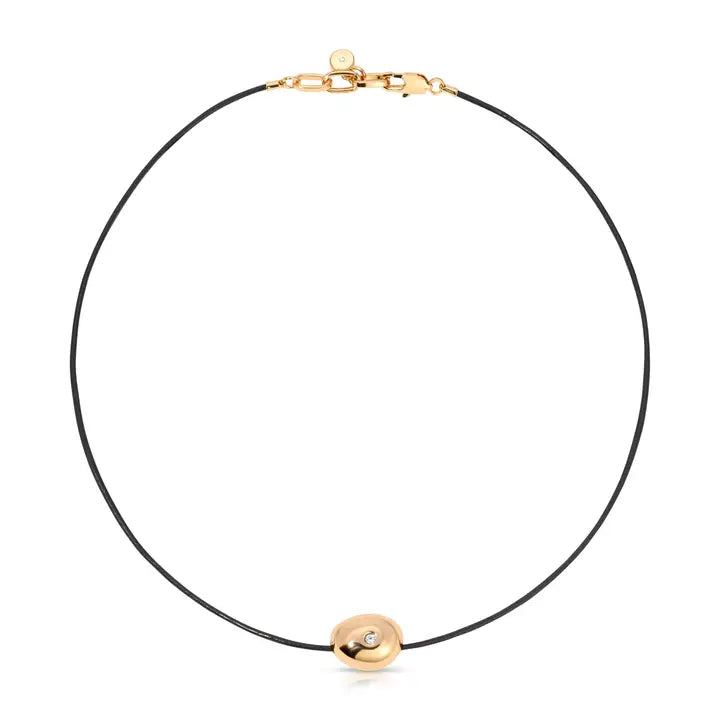 Ettika Polished Pebble Leather Pendant Necklace
