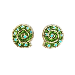 Spiral Shell Studs in Green