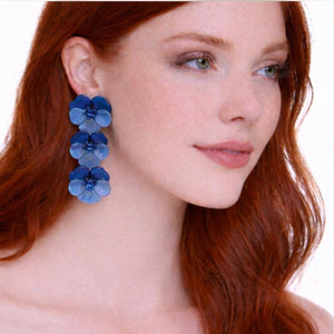 Michael Nash Jewelry Meadow Cobalt Triple Drop Floral Earrings