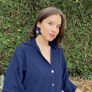 Michael Nash Jewelry  Aurelia Navy Floral Resin Drop Earrings