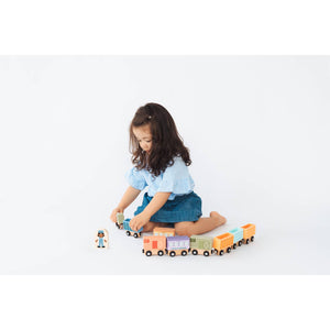 Pearhead Montessori 9-Piece Wooden Magnetic Trains