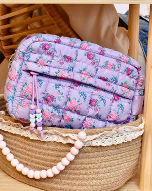 OMG Accessories Quilted Scrunchies Floral Printed Pouch