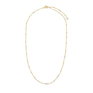 Elizabeth Stone Freshwater Pearl Station Necklace in Gold