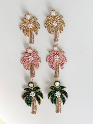 Gaby & Grace Gold Palm Tree Beaded Earrings