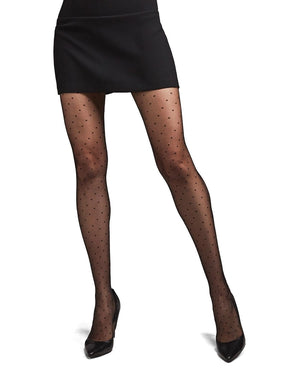 MeMoi Petite Point Sheer Fashion Tights in Black