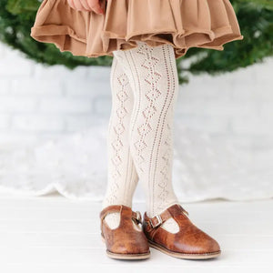 Little Stocking Co. Fancy Knit Tights in Vanilla
