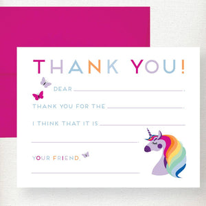 Kramer Drive Kids Unicorn Fill in Thank You Note Card