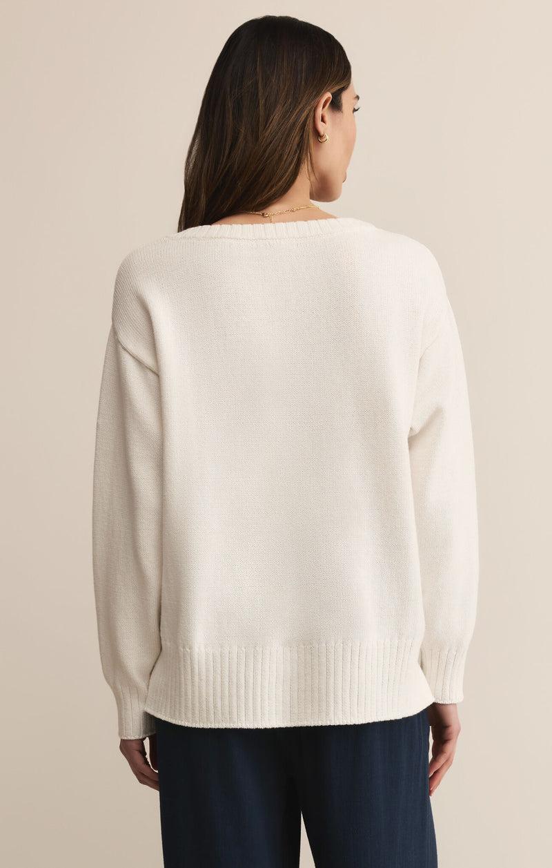 Z Supply All Around V-neck Sweater in White