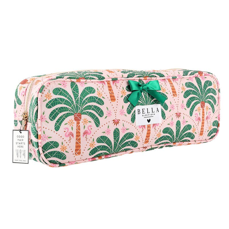 Bella Sleep Spa Quilted Hair Tool Bag in Pink + Palm Trees