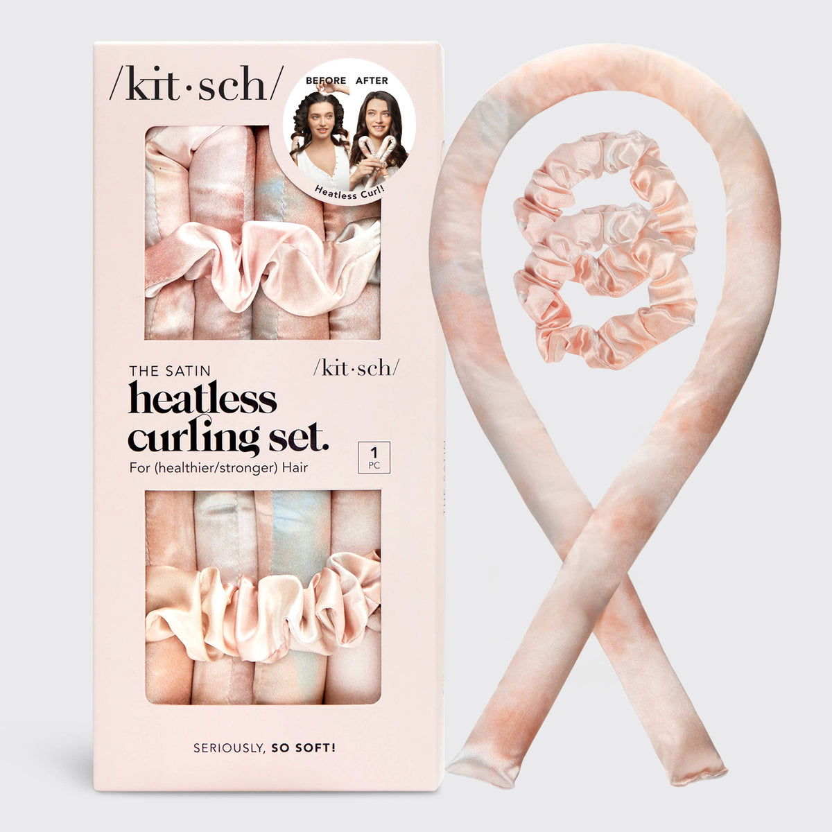 KITSCH Satin Heatless Curling Set Sunset Tie Dye