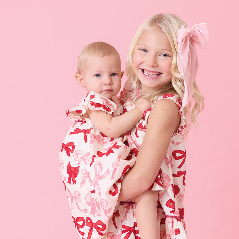 Pink Chicken Camelia Dress in Valentines Bows