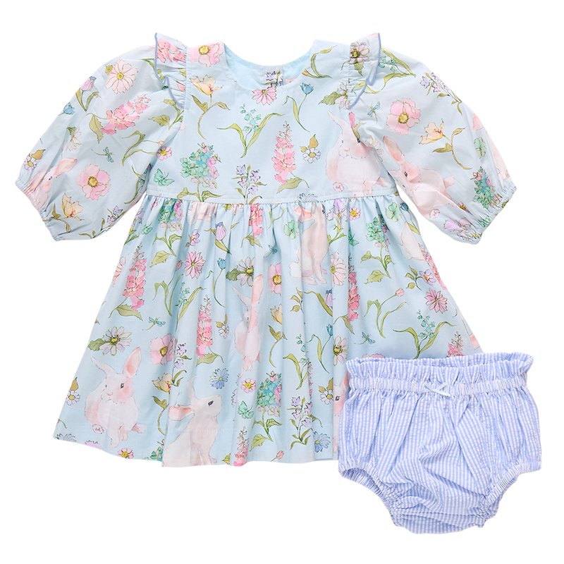 Pink Chicken Baby Brooke Dress Set in Botanical Bunnies