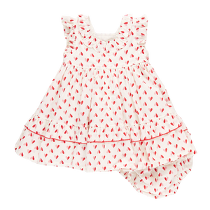 Pink Chicken Baby Judith Dress Set in Paper Hearts