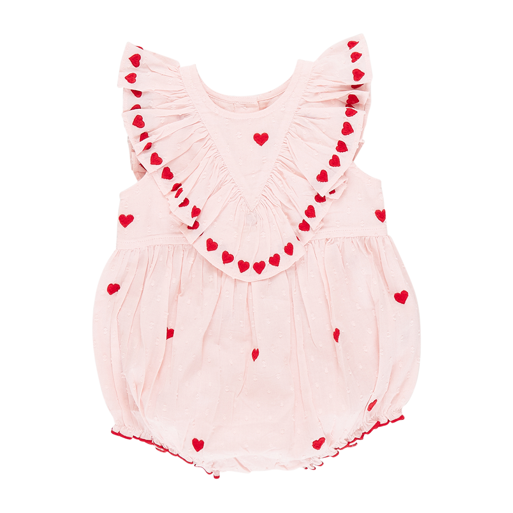 Pink Chicken Raphaela Bubble in Confetti Heart Embroidery