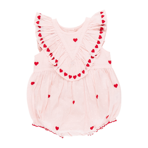 Pink Chicken Raphaela Bubble in Confetti Heart Embroidery