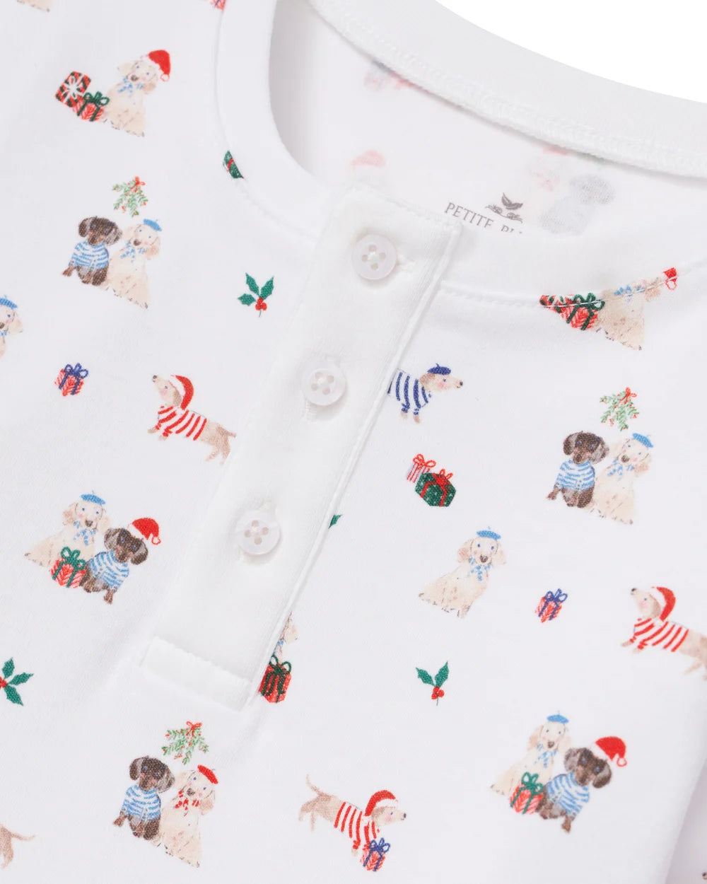 Petite Plume Children's Snug Fit Pajama Set in Woof de Noël
