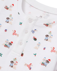 Petite Plume Children's Snug Fit Pajama Set in Woof de Noël