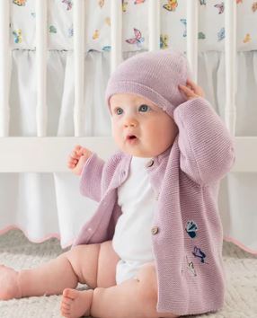 TImo + Violet Baby Embroidered Butterfly Knit Cardigan