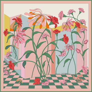 Jessie Zhao New York Double Sided Silk Scarf in Flowers Daydreams