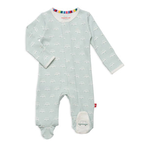 Magnetic Me Organic Cotton Footie in Beep Beep Time for Sleep