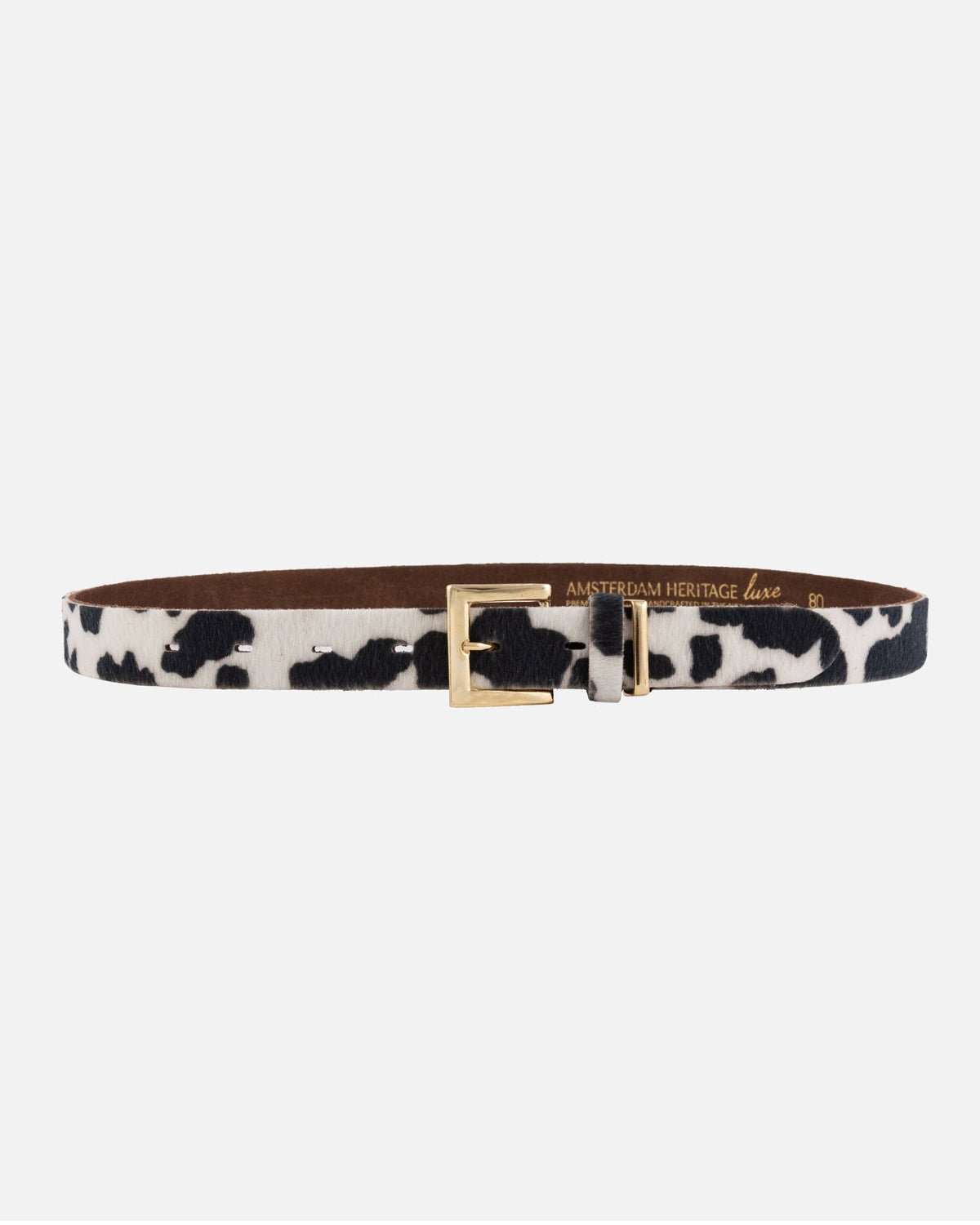 Amsterdam Heritage Aliza Leather Belt in Cow Print