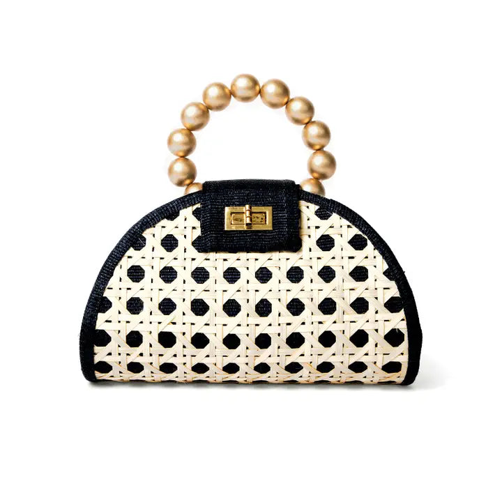 Soli + Sun Bella Straw Clutch with Gold Bead Handle in Multiple Colors
