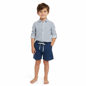 Mer St Barth Boy's Remi Button Front Shirt Marine Stripe