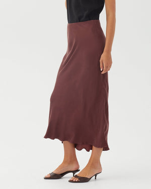 Bella Dahl Bias Maxi Skirt in Black Cherry