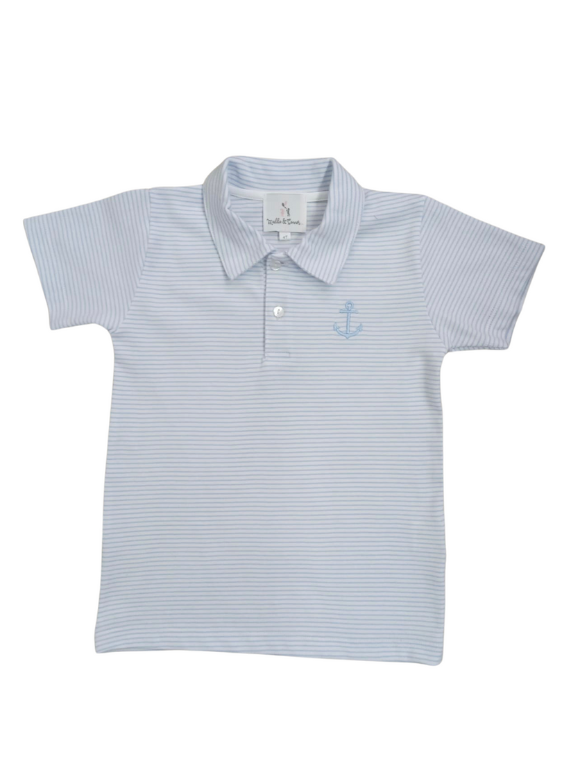 Maddie & Connor Nautical Polo in Blue Stripes