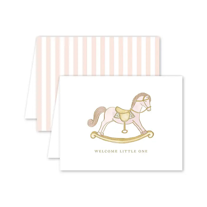 Dogwood Hill Petit Jouet Cheval Pink Baby Card