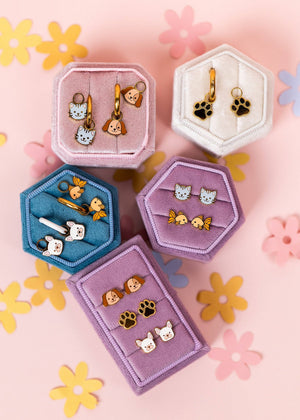Pierced Co White Dog Studs