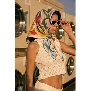 Jessie Zhao New York Double Sided Silk Scarf in Flowers Daydreams