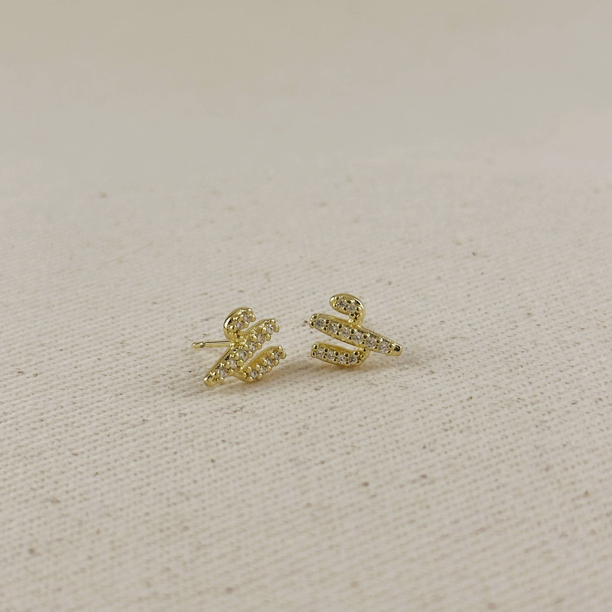 GoldFi 18k Gold Filled Cactus Stud Earrings With Micro Cubic Zirconia Stones