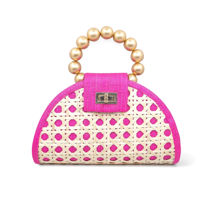 Soli + Sun Bella Straw Clutch with Gold Bead Handle in Multiple Colors